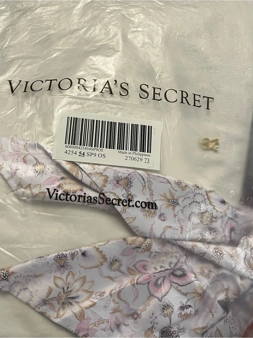 Victoria's Secret Cream Floral-Scarf Jacquard Tote
